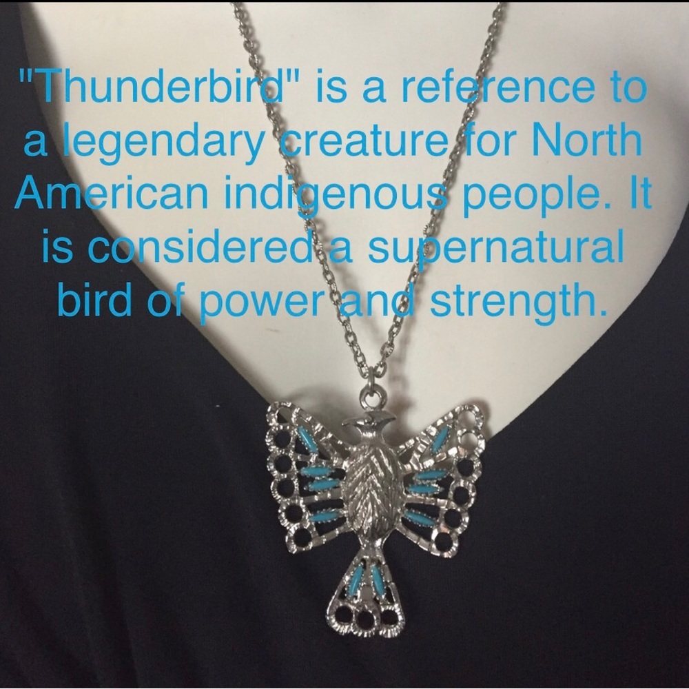 Vintage Needlepoint Turquoise Thunderbird Necklace